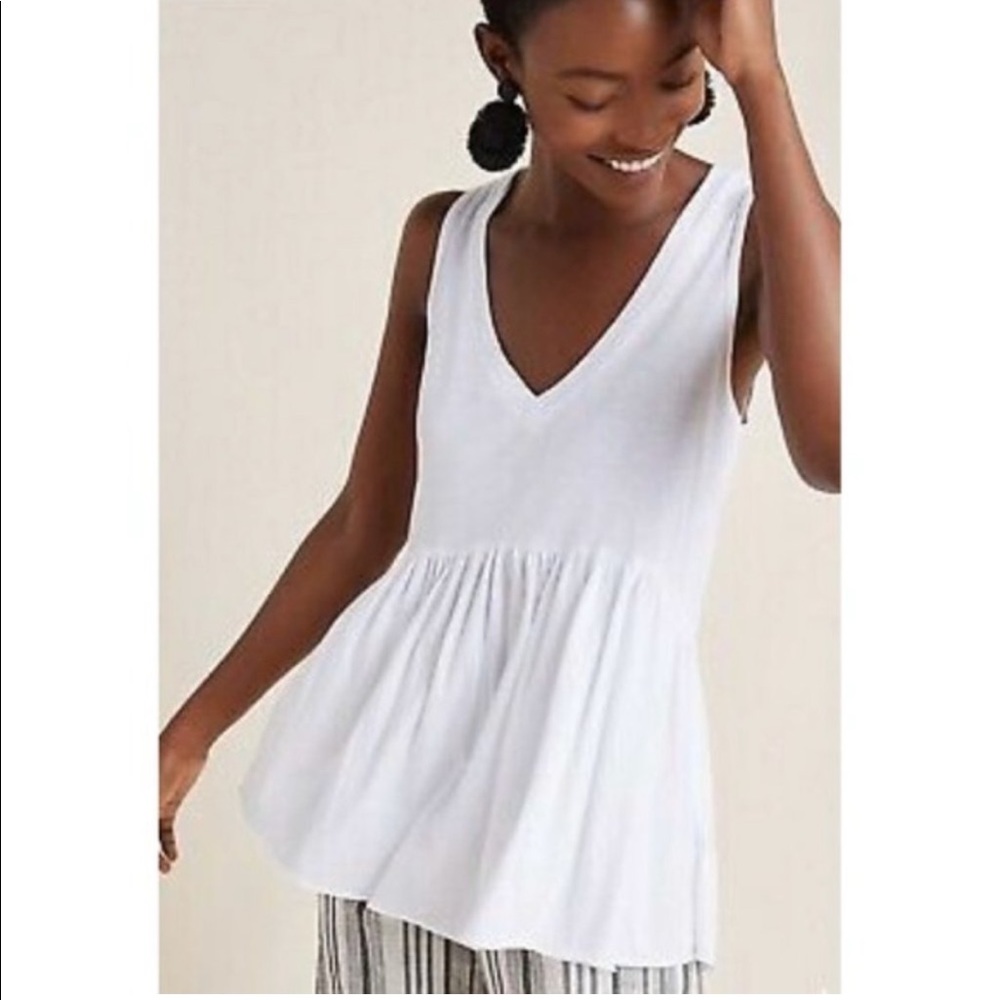 T. La Anthropologie V Neck Peplum Tank